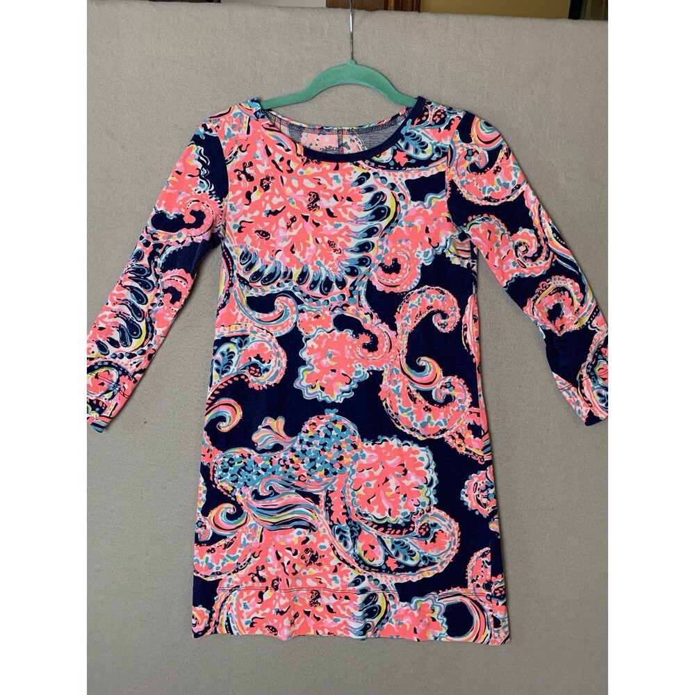 Lilly Pulitzer Dress XXS Linden Bright Navy Pop Up For The Halibut 100% Pima